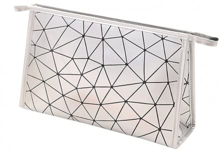 Toilettas Geometric - Kunstleer - Afmeting 27 x 9 x 17 cm. Zilver