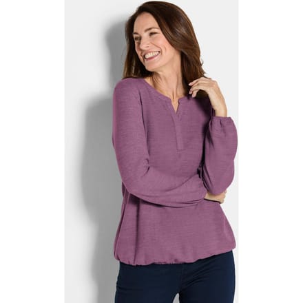 Goldner Jerseyblouse Elegante blouse met sierrand, ronde hals