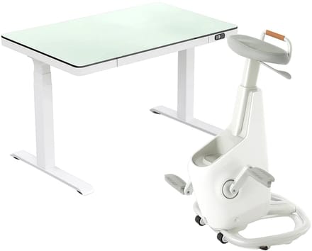 LifeSpan Ampera Fietsbureau met glazen sta-bureau (wit)
