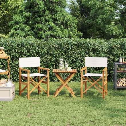 vidaXL - Regisseursstoelen - inklapbaar - 2 - st - massief - teakhout - crèmekleurig