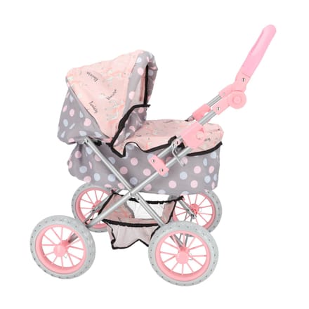 Poppenw. + verzorgingstas grijs/roze 65x35,5x75 cm
