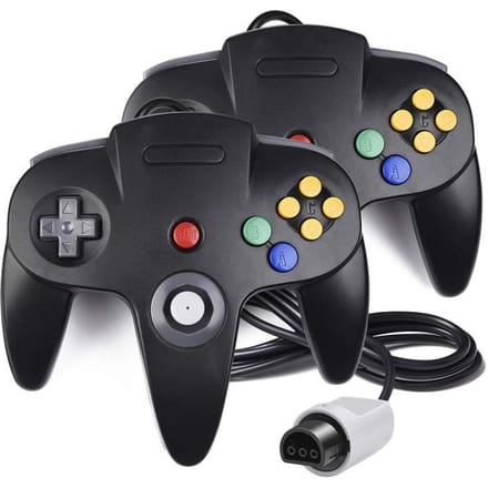 2PCS Manette De Jeu filaire contrôleur pour Nintendo 64 N64 système Gamepad noir zwart