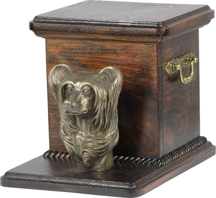 Elegante urn voor Chinese Crested Dog met hondenbuste