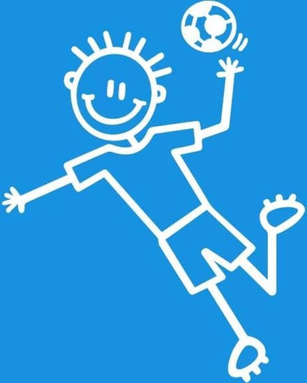 Jongen met bal - autosticker - wit - 9 cm