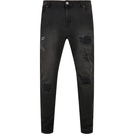 Urban Classics Heavy Destroyed Slim Fit -jeans Realblk Heavy Destroyed Washed