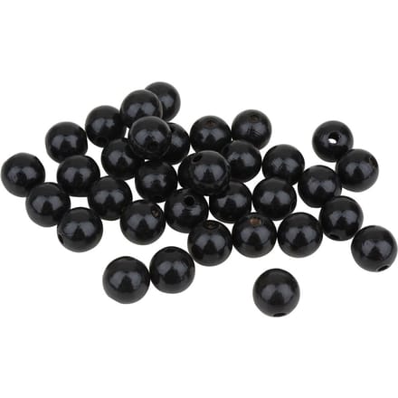 Houten kralen, Ø 12 mm, 30 stuks - Zwart