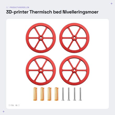 Dailygoods- Nivelleringsmoer 4 Stuks - Thermisch Bed Accessoire - Aluminiumlegering - Verbeterde Handgedraaide Moeren - Roestbestendig - Stabiele Basis - 3D-printer Onderdelen