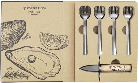 WEB2O Oester Set - 4 Oestermessen & 4 Oestervorken - Geschenkdoos