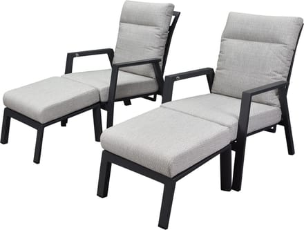 Barolo lounge balkonset 4 delig verstelbaar antraciet aluminium
