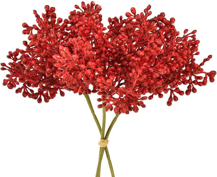 Kunstbessen rode decoratie voor adventskrans 32cm 3 stuks in een bos