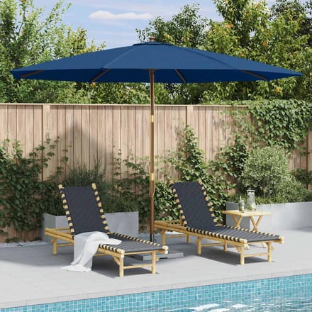 vidaXL - Parasol - met - houten - paal - 350 - cm - blauw