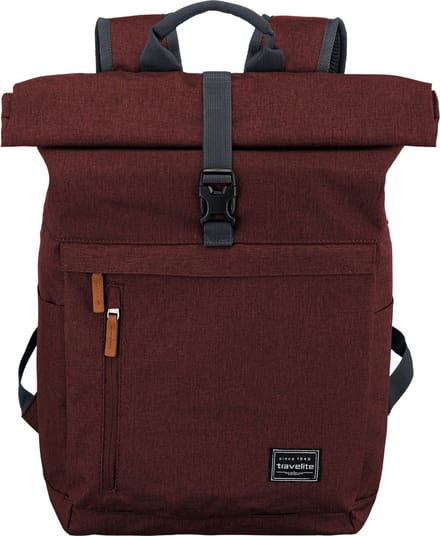 Travelite Basics Rollup Backpack 35 liter - Bordeaux – Rolltop rugzak – Van polyester – Laptop rugzakken, laptoptassen en rugtassen