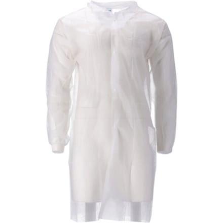 Bezoekersjas CMT XL non-woven drukknopen 104cm lang PP wit