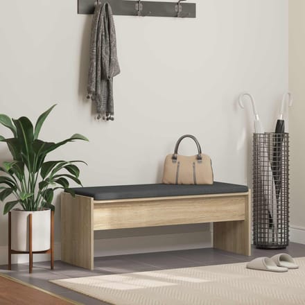 vidaXL - Hallenbank - met - kussen - Sonoma - Eik - 103 - x - 38 - x - 40 - cm