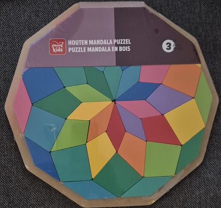 Houten Mandala puzzel 28 cm voor kinderen vanaf 3 jaar.