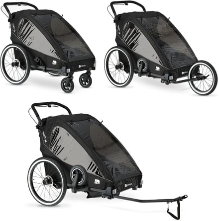Deryan Fietskar V2 - Kinderfietskar 2 Persoons - Wandelwagen - Zwart