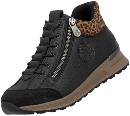 Rieker dames enkellaarsjes zwart – extra breed