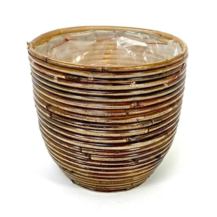 Rotan plantenmand stripe bronze 24x24cm