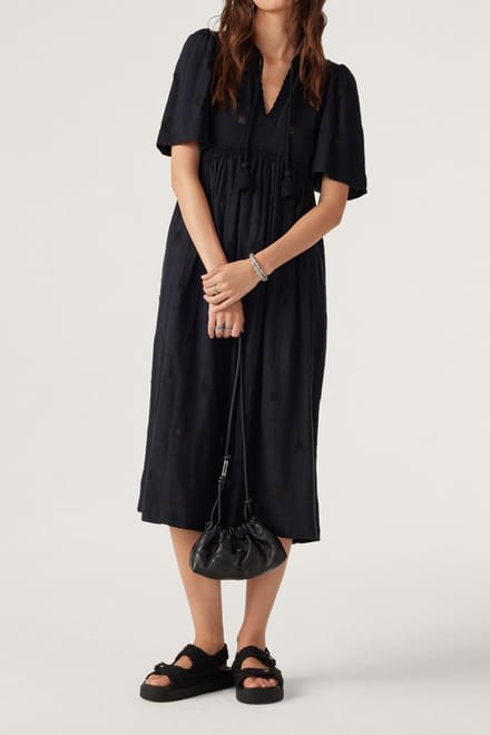 BA&SH Mid-length Dress Carbone Maat: S | Midi Jurken Outlet | Dames | Zwart