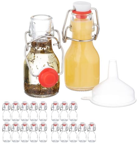 Doodadeals® Beugelflesjes – Set van 20 – Glazen Flessen met Beugelsluiting – 50 ml – Bottelset