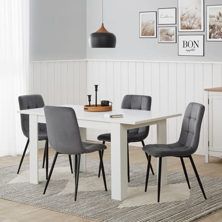 Homestyle4u Eettafel - 120x80 cm - Uitschuifbare Eetkamertafel - Massief Hout - Wit