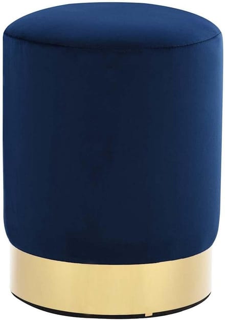 Fluwelen Hocker / Voetenbank / Kruk - Blauw met Goudkleurig Frame