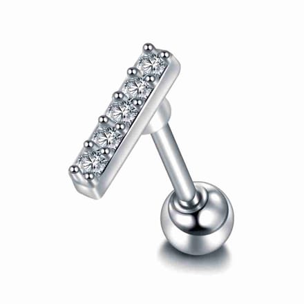 WeLoveSilver - chirurgisch staal piercing - kristallen - zilver - 6mm