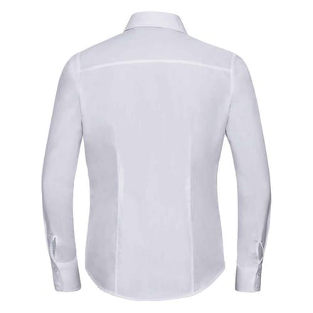 Russell Collection Dames/Dames Poplin met Lange Mouwen Formeel Overhemd (Wit)