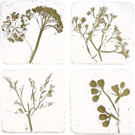 Onderzetters Bloemen reliëf, s/4 9,8x0,7x9,8cm