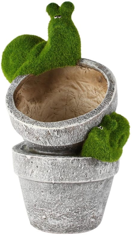 Dekoratief | Bloempot m/slakken, groen/grijs, magnesium, 27x21x40cm | A260095