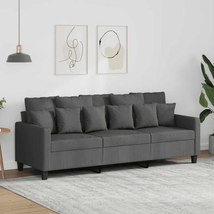 Vidaxl Bank 3-Zits, Donkergrijs, 180 Cm, Bekleed met Stof