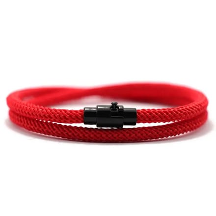 Nivard Armband - Staal - Nep Zilver - Heren - Rood 19cm