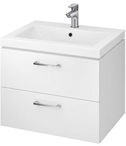 Wastafel met Onderkast 60 cm - Hoogglans Wit Badkamermeubel met Soft-Close Laden