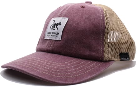 Surf Monkey - Trucker Cap - Zonder structuur - One Size - Organisch Cotton - Granaat