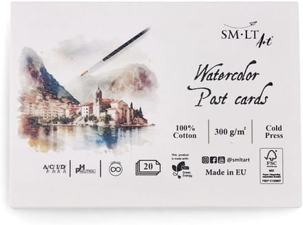 Blok Aquarelpapier 300 g/m² Wit Katoen - 20 Snoerkaarten