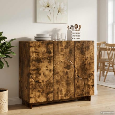 vidaXL - Dressoir - Gerookt - eiken - 85,5 - x - 31 - x - 75 - cm - Bewerkt - hout