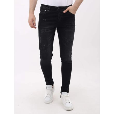 Spijkerbroek met Scheuren Heren Slim Fit - MM-S-103 - Zwart