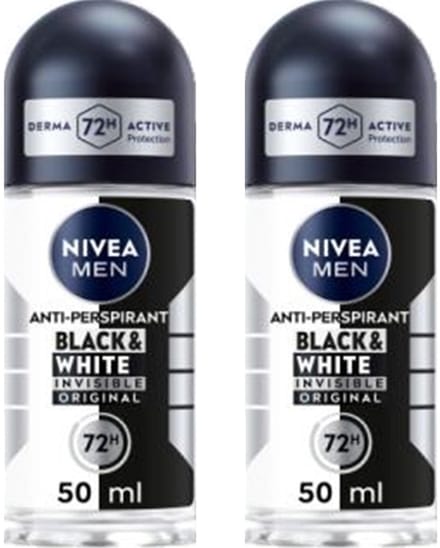 Nivea Deo Roller Men Black & White - 2 x 50 ml - Voordeelverpakking
