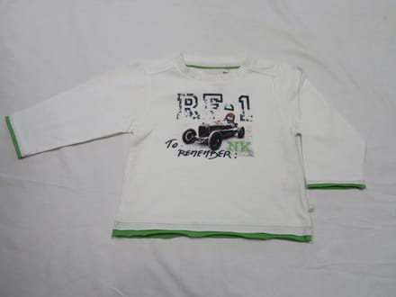 noukie's , jongens, t-shirt lange mouw , wit , RF1- auto , 3 jaar 98