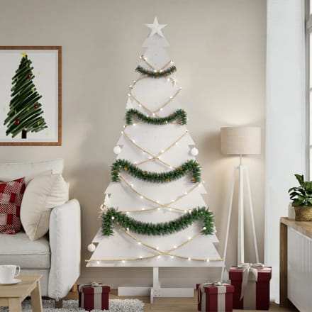 vidaXL - Kerstdecoratie - kerstboom - 180 - cm - massief - grenenhout - wit