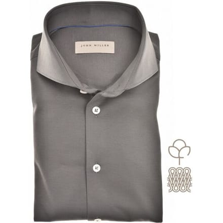 John Miller Overhemd Plain Color Cotton Tricot Donker Groen / male