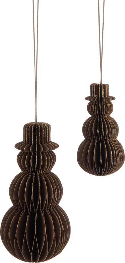J-Line hanger Sneeuwman - papier - bruin - large - 3 stuks