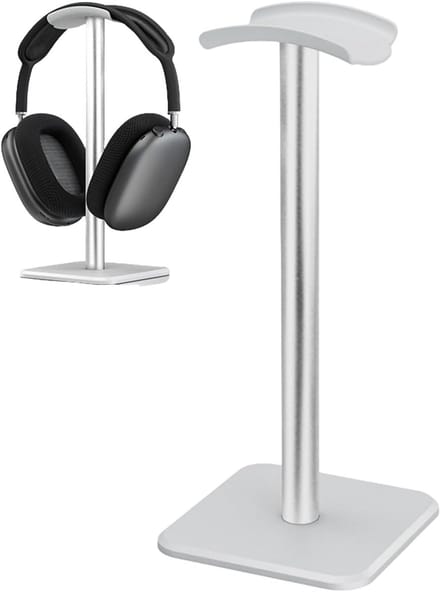 Hoofdtelefoonstandaard - Headset houder - Bureau organiseren - Stevig aluminium - 10x10x24.5cm - Wit