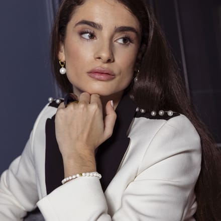Luxenter Witte Parel armband afgewerkt in 18K geel goud - Unwe