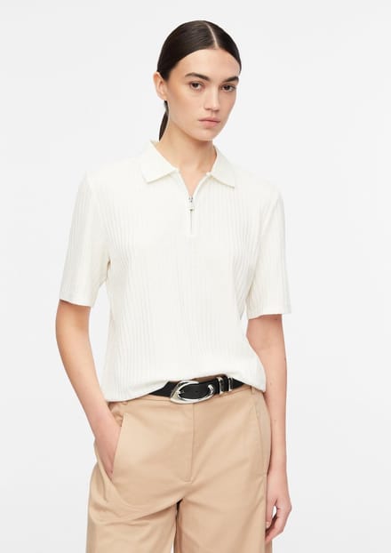 Zachte geribde jersey polo dames COMMA