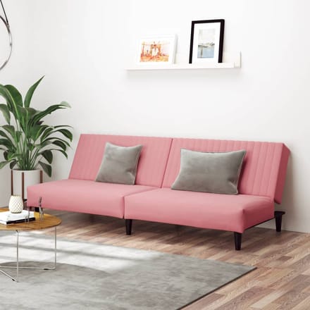 vidaXL - Slaapbank - 2-zits - fluweel - roze