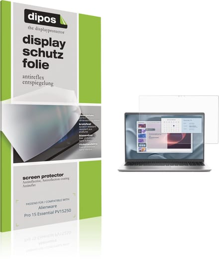 dipos – 2x Matte Beschermfolie geschikt voor Alienware Pro 15 Essential PV15250 | Krasbestendige & antireflecterende Screenprotector Ultra-Thin