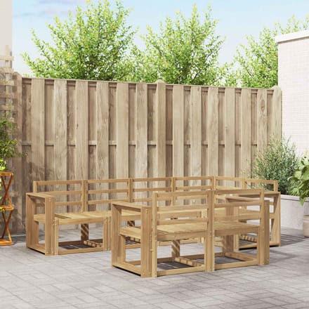 vidaXL - Buiten - bank - set - 7 - st - 7-zits - Wit - Massief - Acacia - Hout
