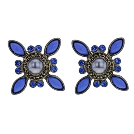Vintage oorknop - blauw - Behave