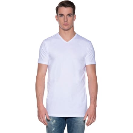 Slater 7800 - Basic Fit Extra Lang 2-pack T-shirt V-hals korte mouw wit M 100% katoen